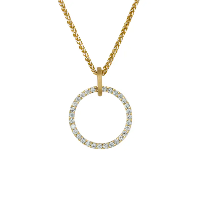 Złota zawieszka koło z cyrkoniami